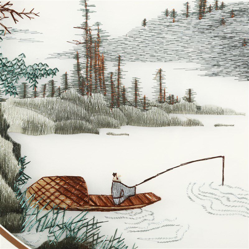 苏绣实木带框成品客厅背景装饰画新三现代挂画手工刺绣