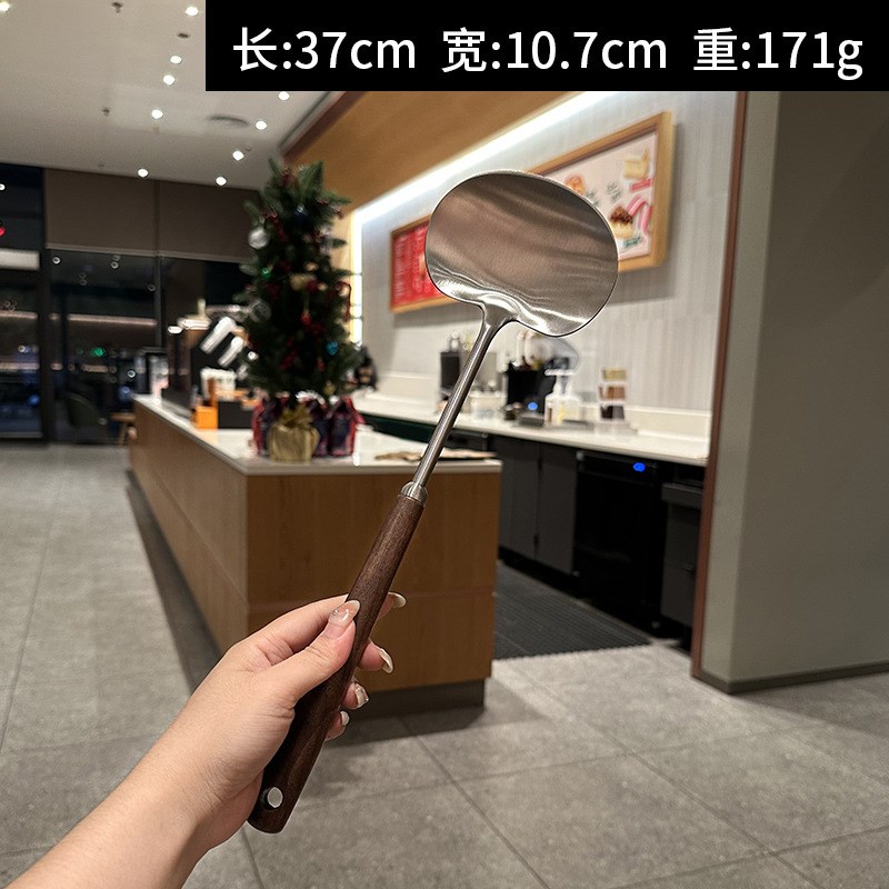 【下单立减50】304不锈钢胡桃木铲家用厨房炒菜煎肉迷你铲子厨具