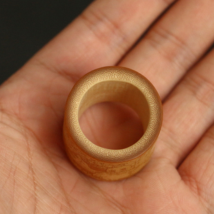 精品名家袁江纯手工留青雕刻老玉竹文玩扳指竹雕竹指环把玩