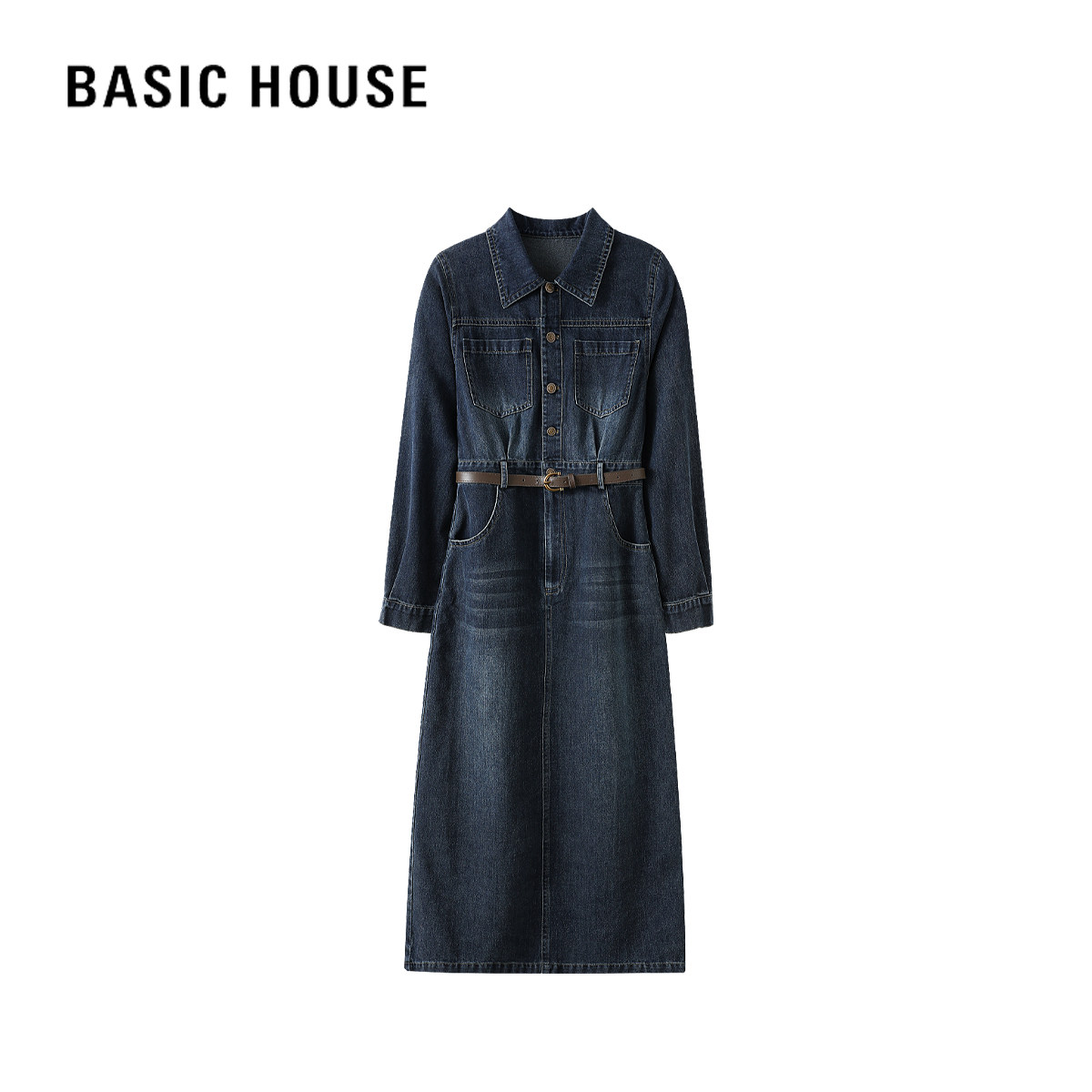 百家好2026春季新款复古减龄港风连衣裙女长袖气质收腰显瘦牛仔裙