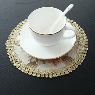 欧式餐垫圆形布艺杯垫隔热垫防烫餐具垫茶具垫子西餐桌小垫布大号