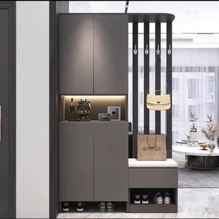 鞋柜门口一体柜大容量入户门口鞋柜坐凳衣帽架一体入门玄关柜