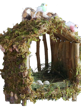 森系鸟屋鸟房鸟巢鸟蛋装饰幼儿园庭院园微景观造景橱挂饰