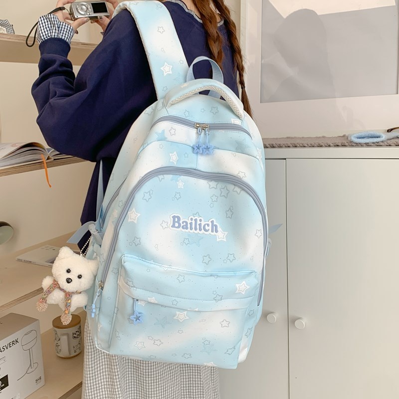 青少年书包ins初中生星星大容量高中生双肩包大学生耐脏校园背包