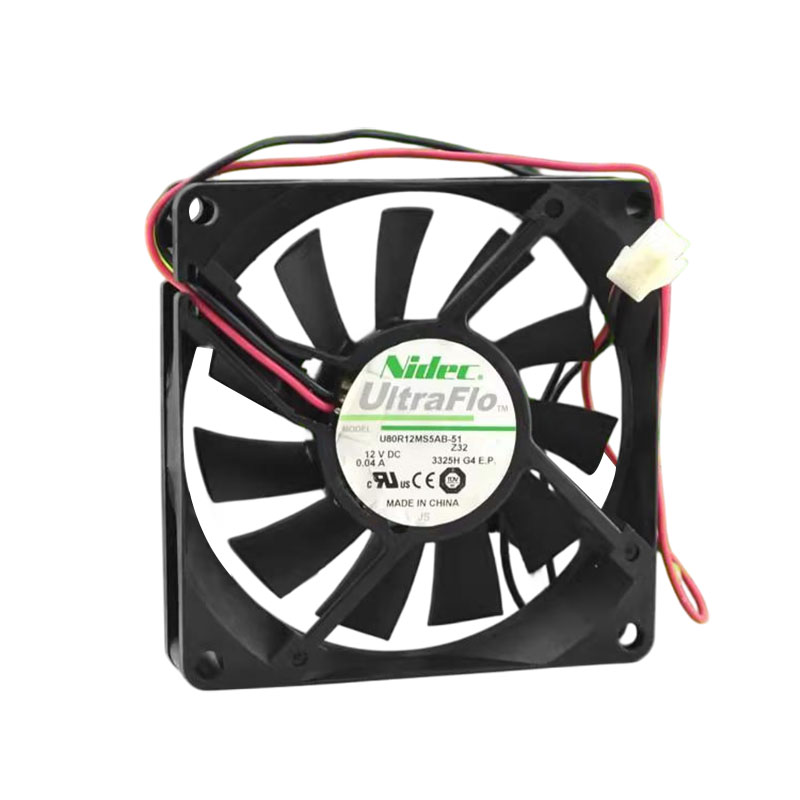 Nidec 12V 0.04A 8015 U80R12MS5AB-51 汽车冰箱 8cm 超静音风扇