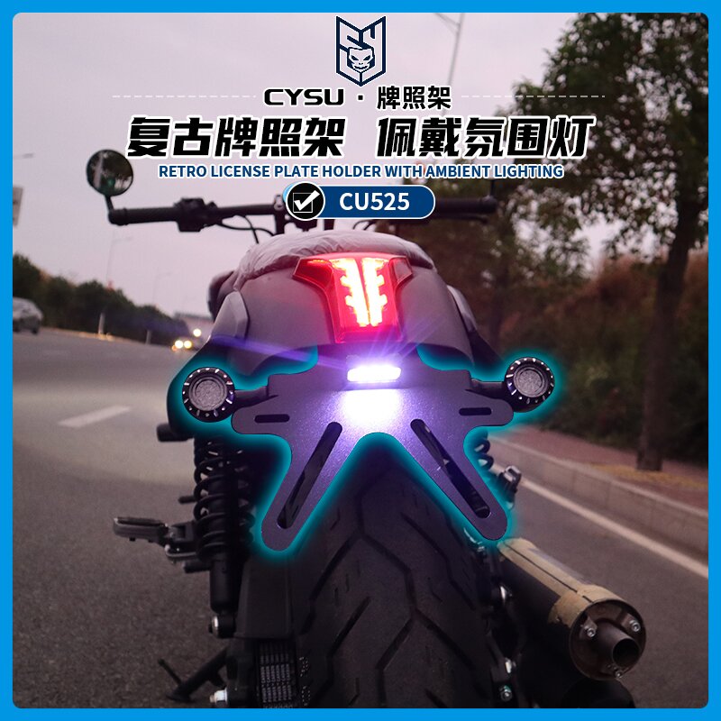 适用隆鑫无极CU525改装复古不锈钢后车架LED转向灯配件