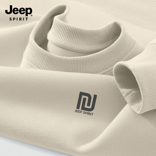 Jeep吉普美式重磅圆领卫衣男款2026春季新款男装长袖衣服圆领上衣