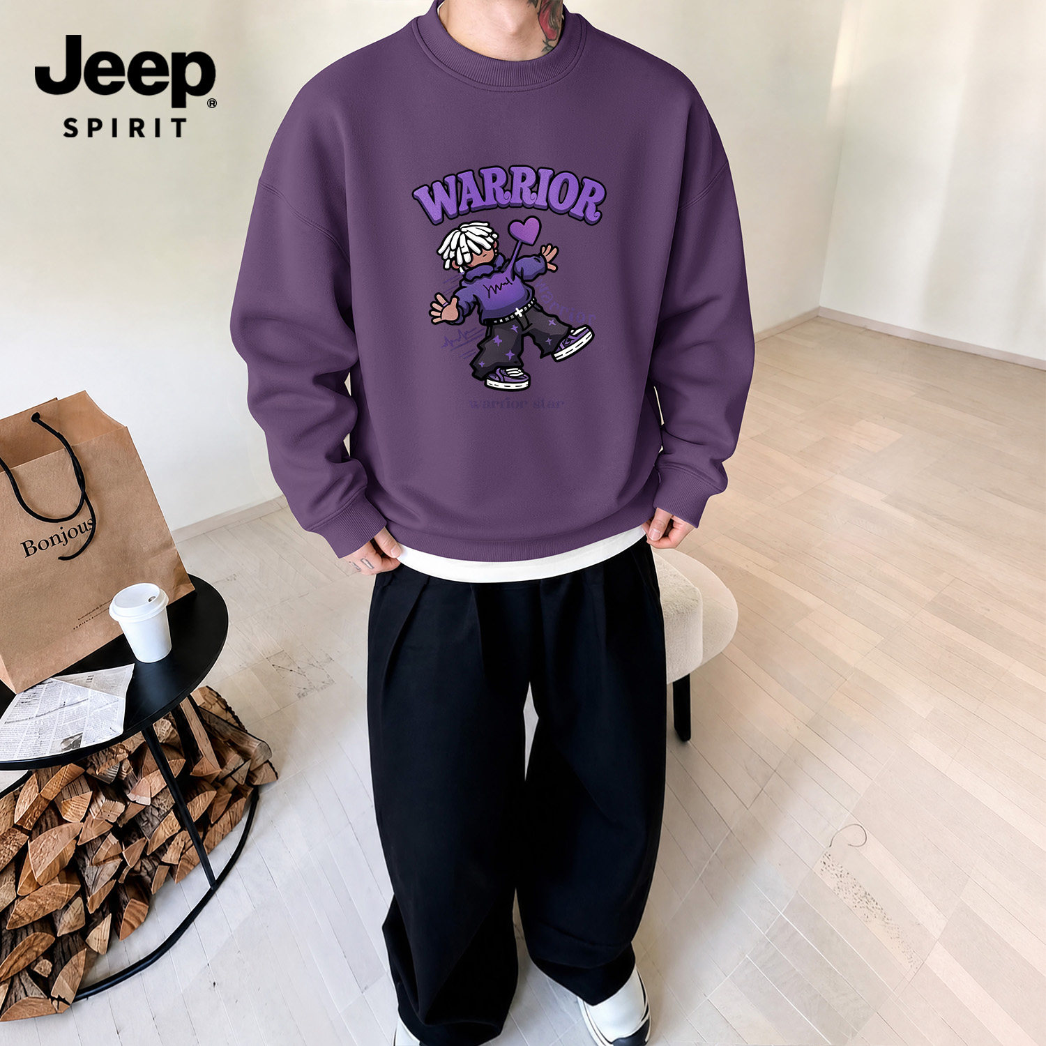 Jeep吉普多巴胺情侣卫衣男款圆领