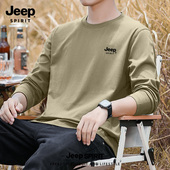 打底衫 Jeep吉普纯棉长袖 大码 宽松高端男士 T恤男春秋季 2025年新款