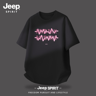 Jeep吉普纯棉短袖t恤男夏季美式