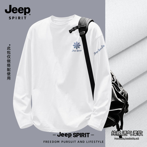 Jeep吉普纯棉长袖T恤男2026新款