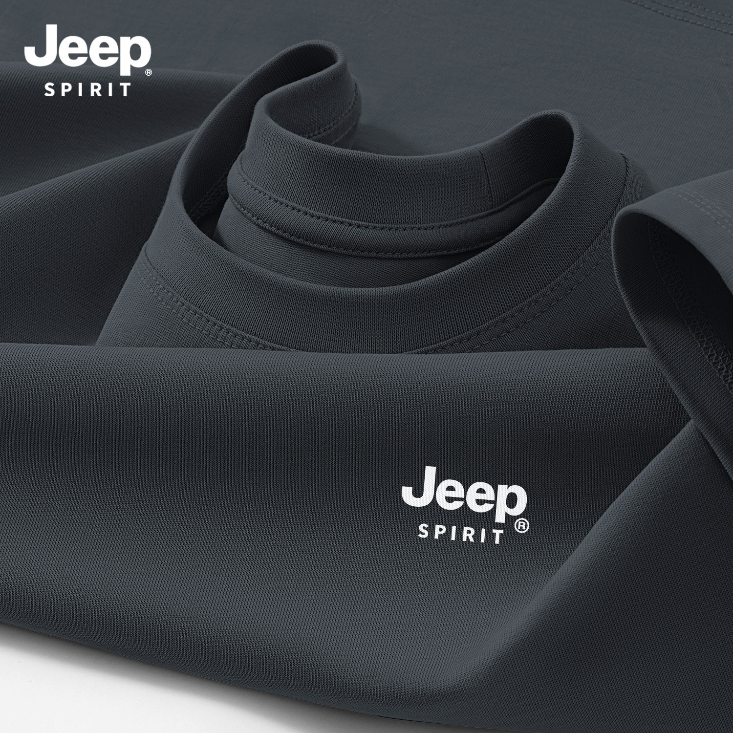 Jeep吉普纯色长袖T恤男2026春季新款纯棉衣服重磅宽松打底衫上衣