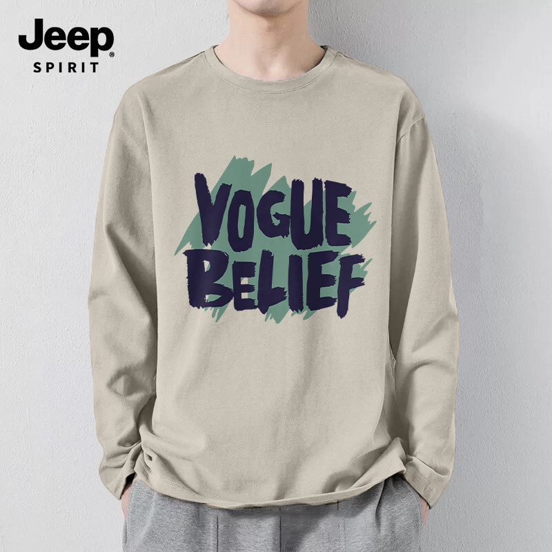 Jeep吉普长袖t恤男款秋日系简约