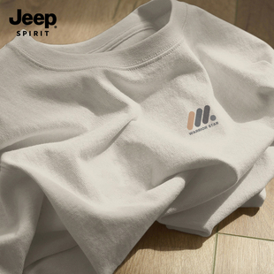 Jeep吉普长袖T恤男2026春季新款纯棉衣服重磅宽松上衣男士体恤衫