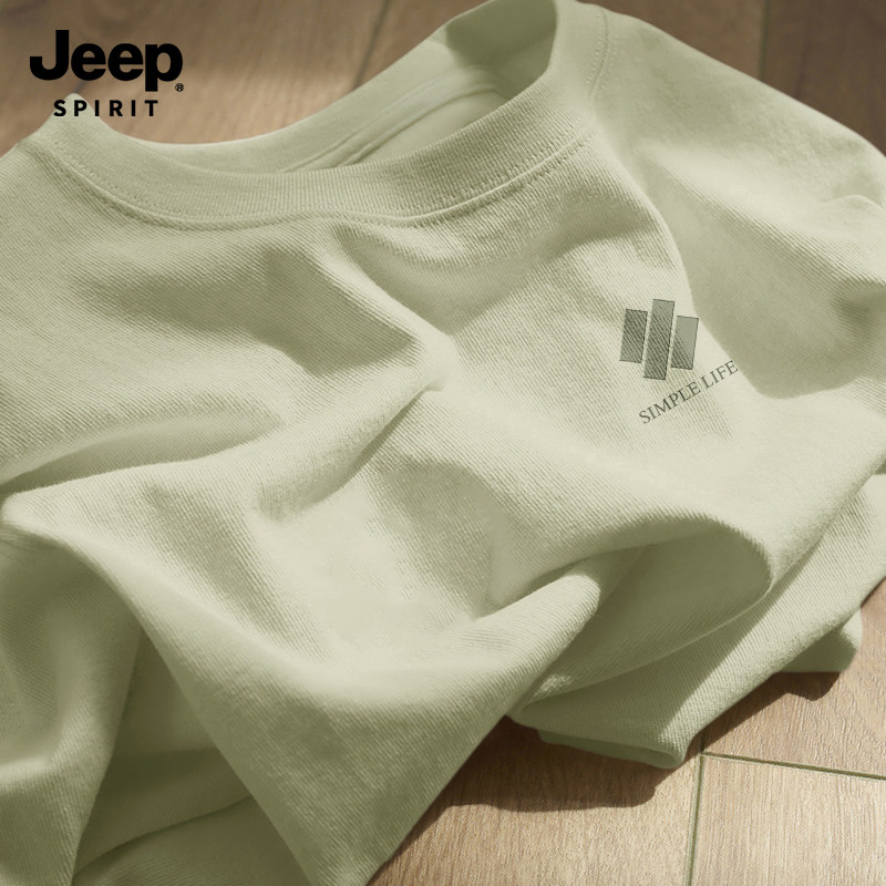Jeep吉普重磅纯棉短袖t恤男款2026春季新款圆领衣服半袖体恤衫男