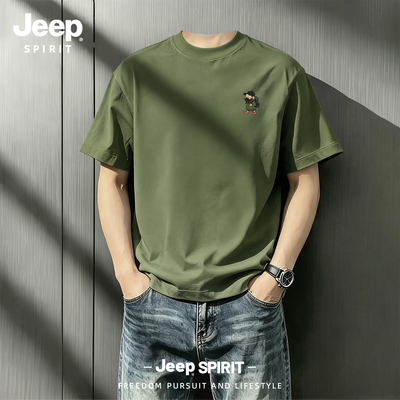 Jeep吉普休闲纯棉短袖t恤男夏季