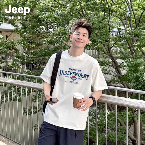 Jeep吉普纯棉短袖T恤宽松休闲