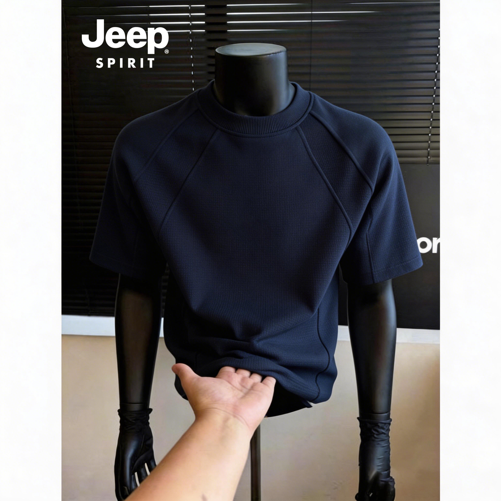 Jeep吉普重磅拼接短袖T恤夏季