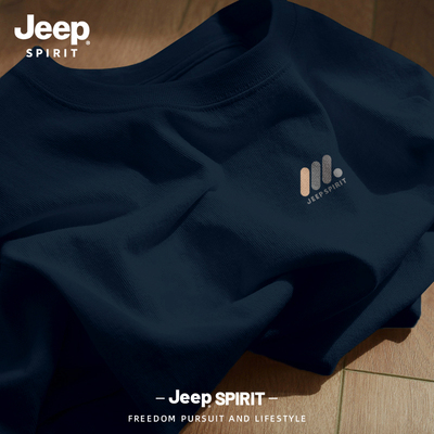 Jeep吉普纯棉短袖t恤男宽松百搭