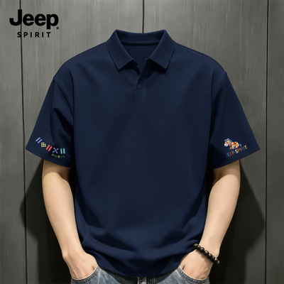 Jeep吉普冰丝华夫格男士polo衫