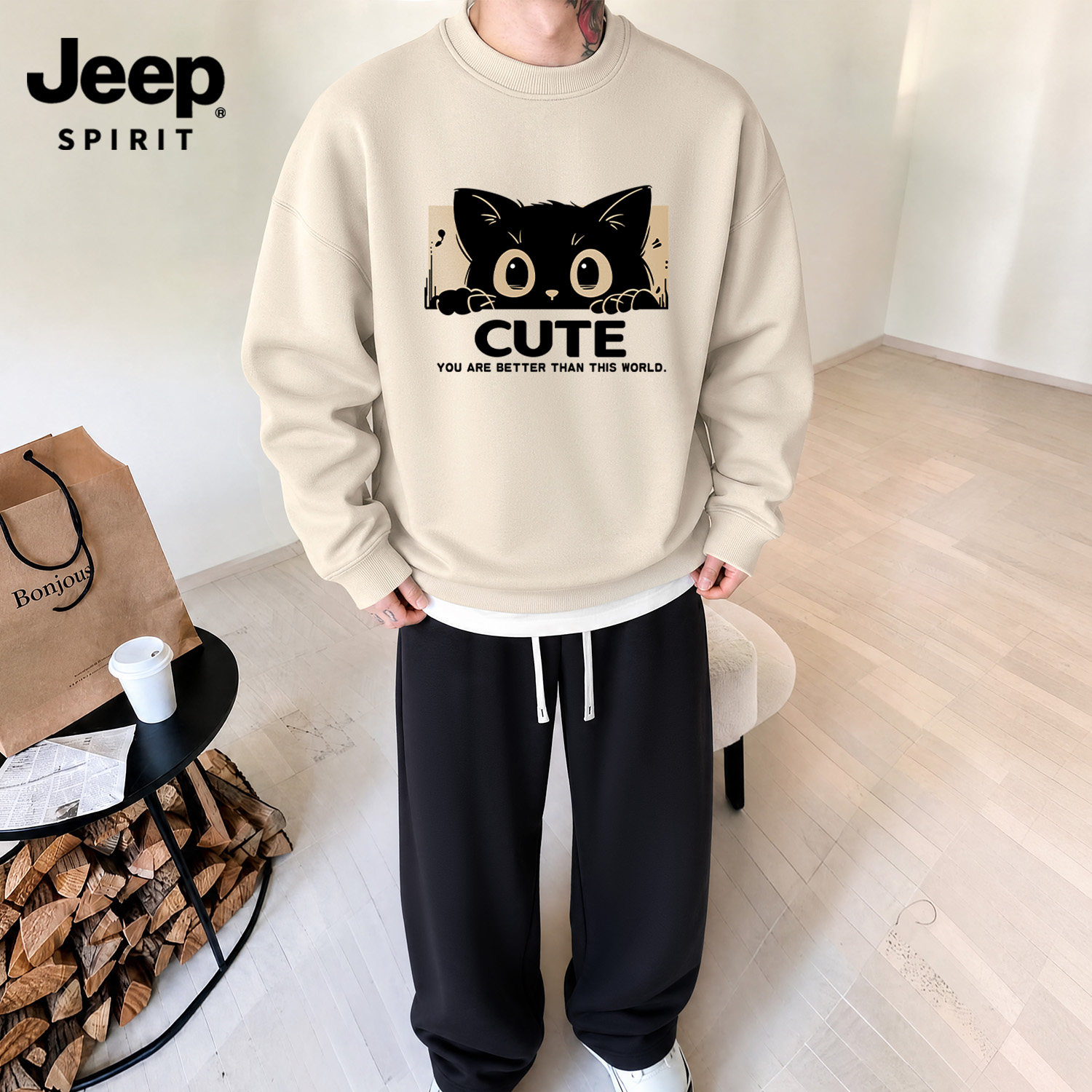 Jeep吉普休闲套装水洗重磅宽松