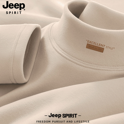 Jeep吉普半高领绒德打底衫男款