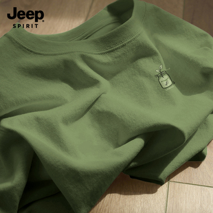 Jeep吉普纯棉t恤短袖男款2026新款春季小清新内搭宽松百搭打底衫