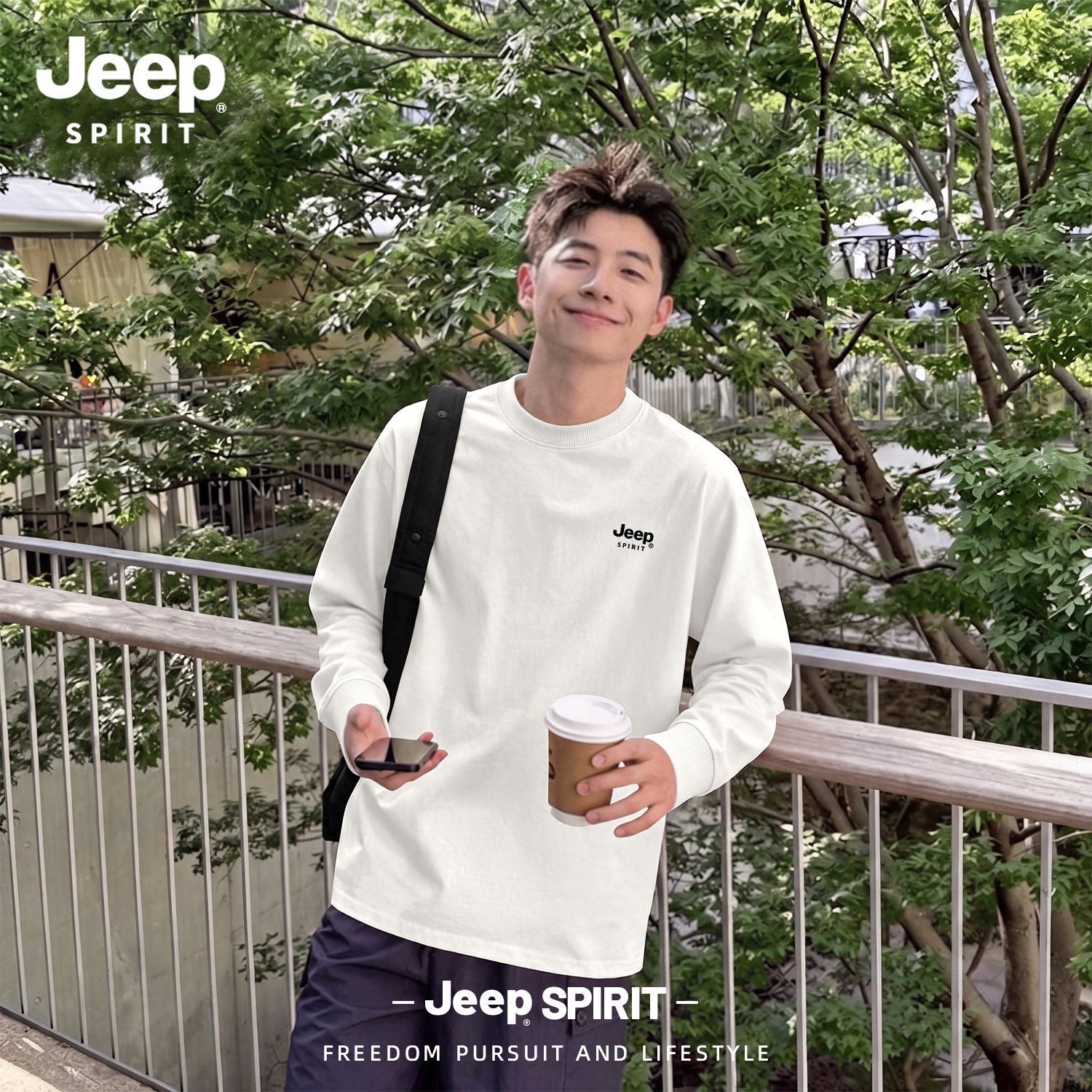 Jeep吉普纯棉长袖T恤男2026新款