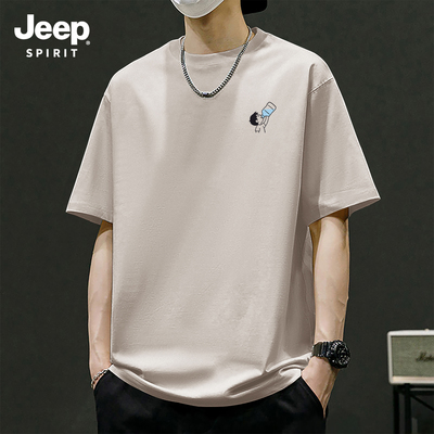 Jeep吉普纯棉短袖男日系印花t恤