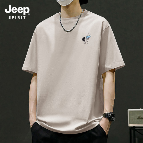 Jeep吉普纯棉短袖男日系印花t恤