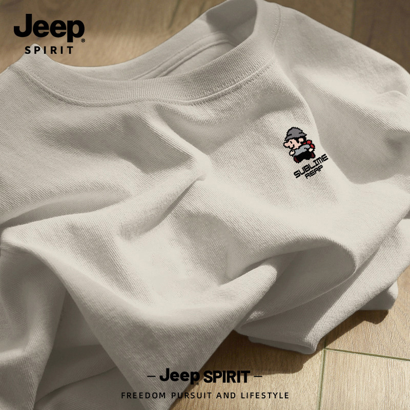 Jeep吉普重磅纯棉短袖t恤男女款2026新款圆领体恤衫宽松上衣男装