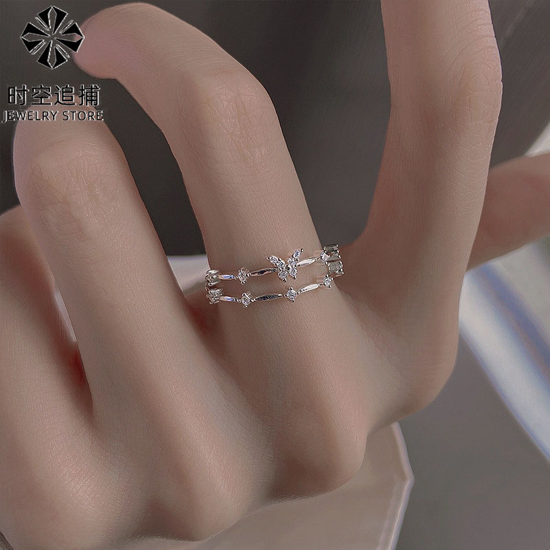 S925纯银蝴蝶双层戒指