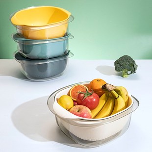 洗菜盆沥水篮f水果盘篮子厨房家用蓝水池两用神器滤水塑料淘菜双