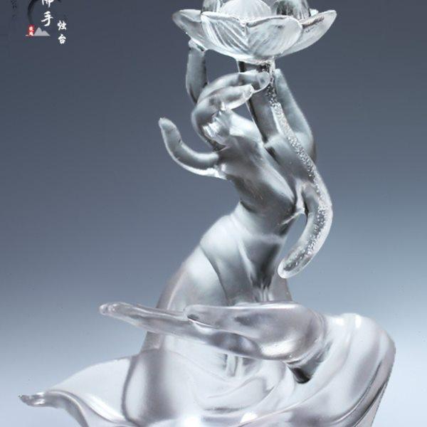 琉璃佛手烛台莲花香插摆件居家客厅摆放香座茶室茶座装饰香塔散香