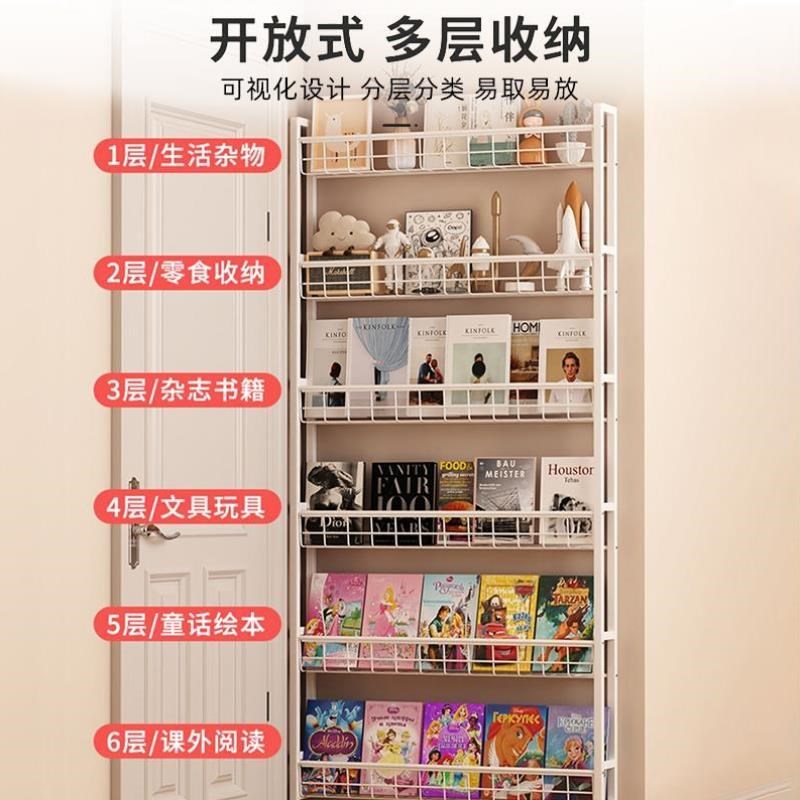 门后书架置c物架壁挂式墙上铁艺超薄书柜钢制极窄夹缝收纳柜免打