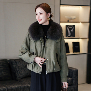 高端鹅绒羽绒服派克服女2025冬季新轻奢时尚狐狸毛领皮草外套短款