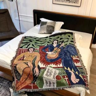 美国订单马蒂斯吉他女单人沙发毯盖毯毛毯房间卧室布置墙面装 饰毯