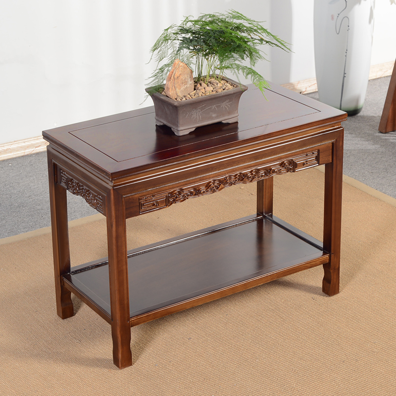 全实木长方形边桌简约沙边几角几榆木I客厅四方小茶几新中式边柜