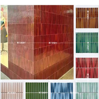 复古长条绿色马赛克瓷砖 卫生间浴室墙砖 餐厅背景吧台墙装饰主材