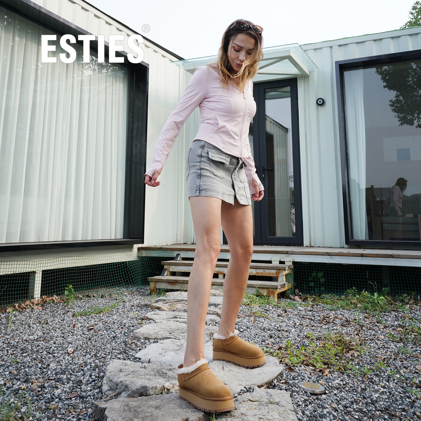 ESTIES/艾思缇斯2025冬季新款超mini迷你松糕防滑厚底雪地靴3891