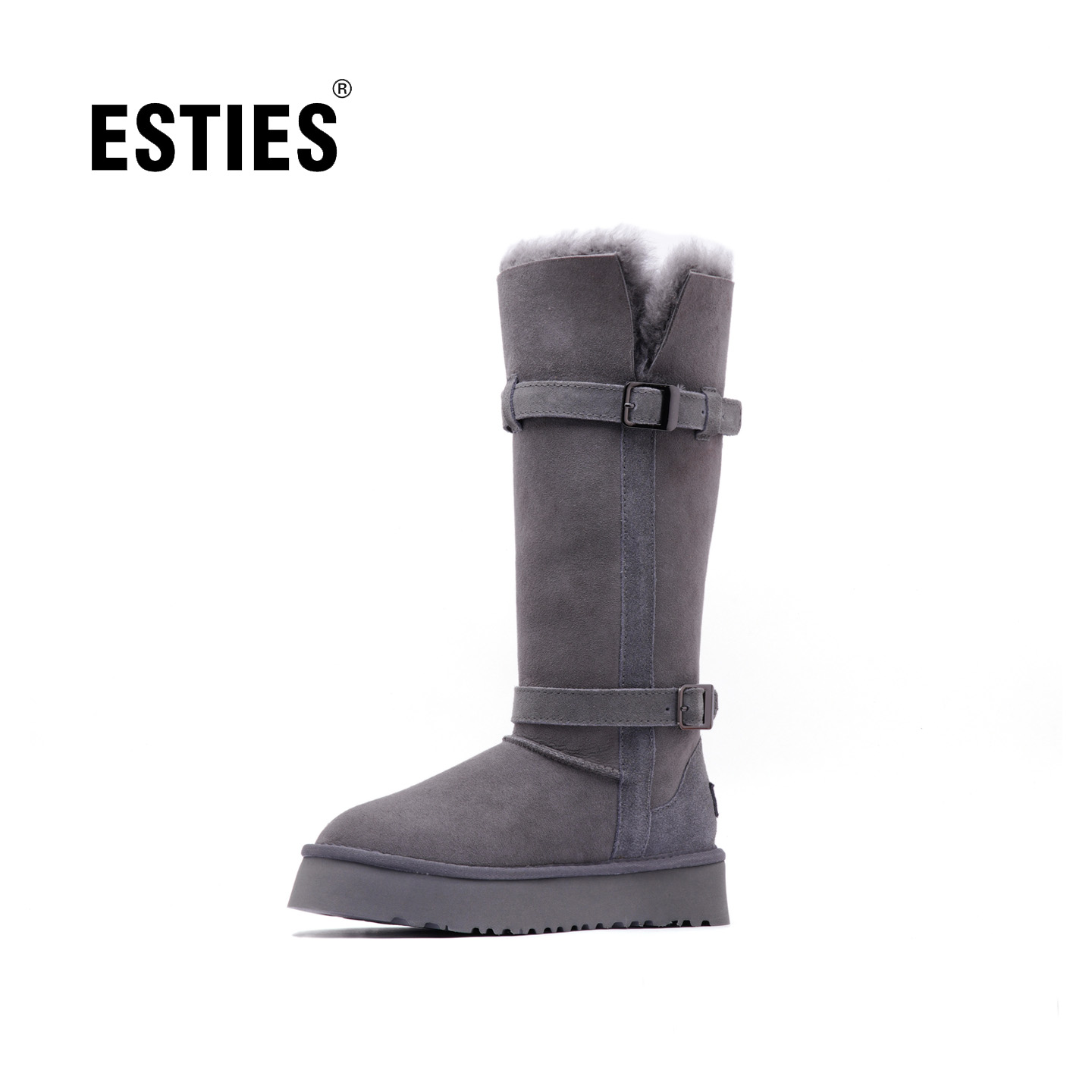 双皮带扣过膝二千雪地靴