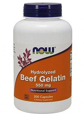 NOW Supplements, Beef Gelatin 550 mg, 200 Capsules