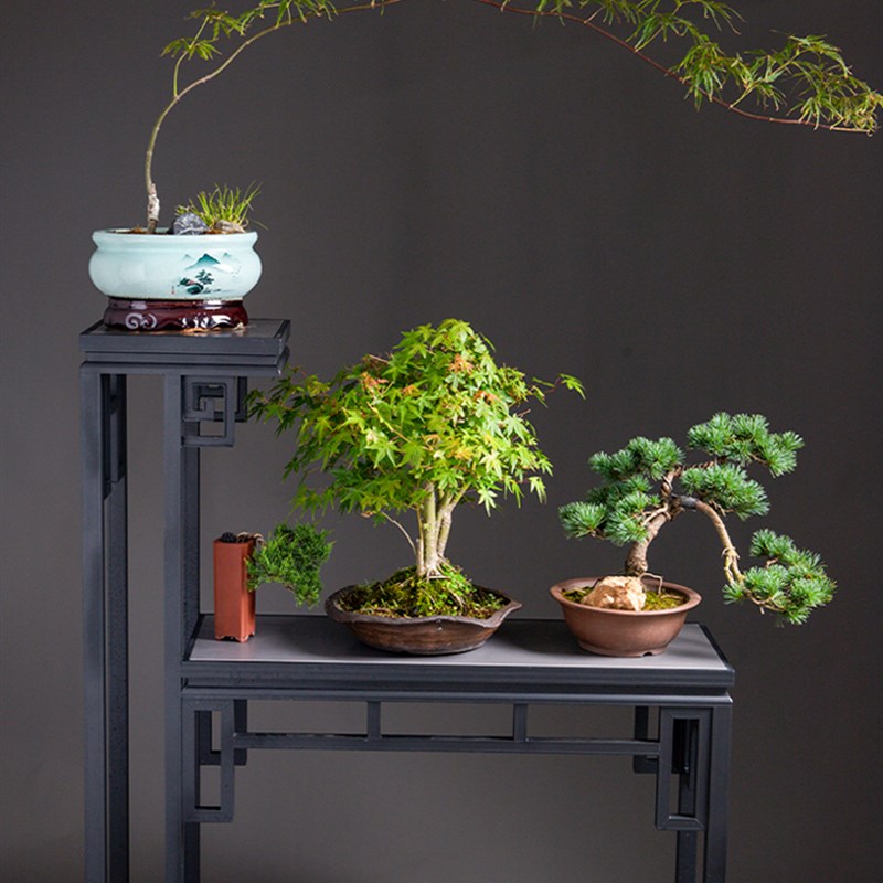 铝合金古典几单层古董花架小品z中式架奇石桌面盆架艺花盆景架茶