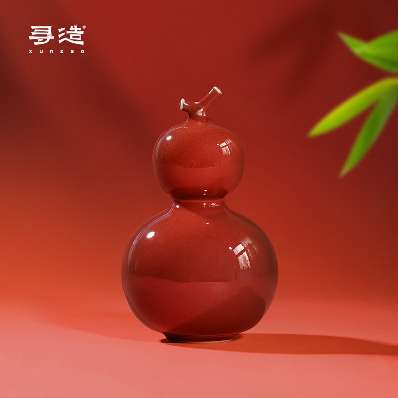 钧瓷红葫芦摆件窑变陶瓷茶宠招财工位装饰新中式玄关W饰品乔迁礼