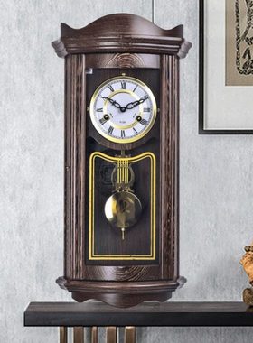 时利恒机械挂钟实木报时钟客厅古典摆钟全铜机芯古典鸡翅木20123