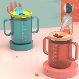 杯防摔带杯护理防水杯老人吸管杯刻度流呛瘫痪食耐高温床喝水卧