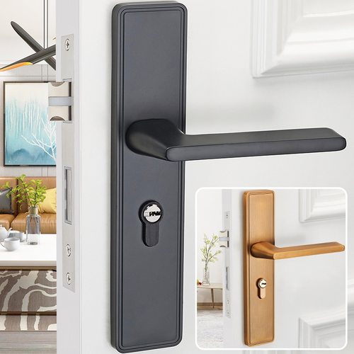 卧室门锁室内家用木门把手静音通用型黑色房间实木锁具手柄房门锁