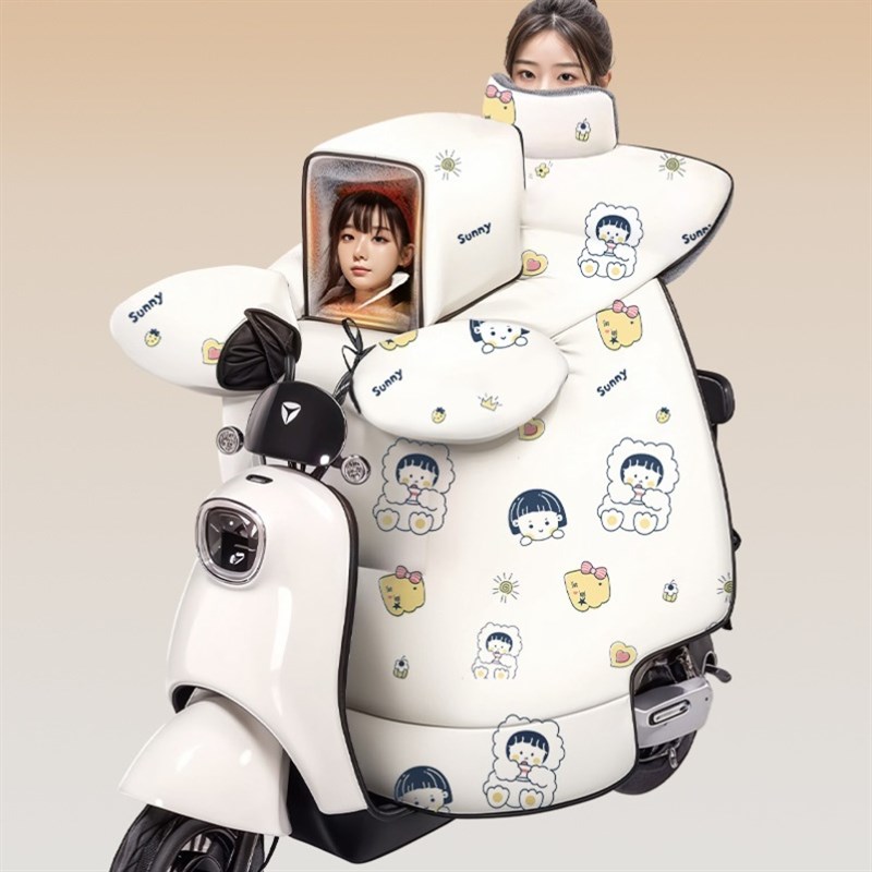 亲子款加绒加厚电动车通用三合一新型挡I风被加长特大号挡风被冬