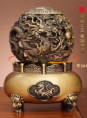 黄铜九转乾坤鼎时来运转摆v件店铺开业工艺礼品龙凤戏珠办公室装