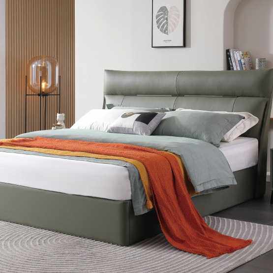 高箱真皮床现代简约意式轻奢主卧婚床高端大气双人1.8m新款软包床